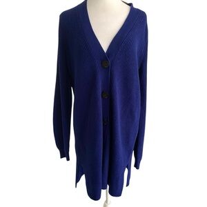 New J Jill Cardigan Sweater Sapphire Blue Button Front Women’s XLP Casual Comfy
